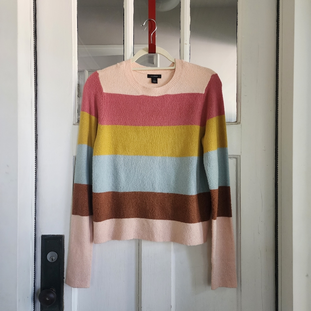 Halogen Boat-Neck Striped Sweater, Sz S
